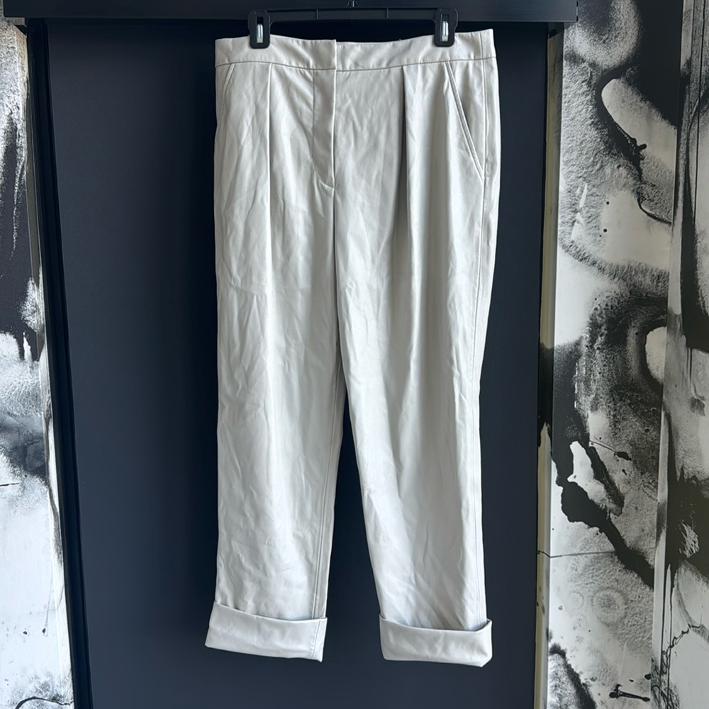 Trina Turk Vegan Leather Cuffed Ankle Pant - Size 10